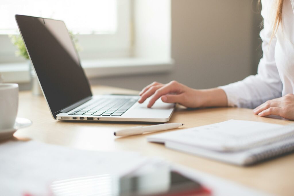 Photo by picjumbo.com: https://www.pexels.com/photo/person-using-laptop-461077/